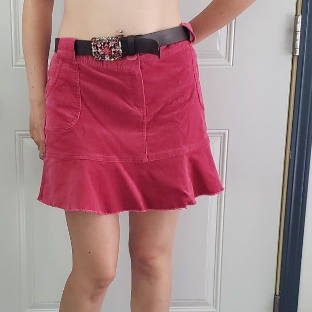 Y2K Deadstock‎ Pink Corduroy Miniskirt